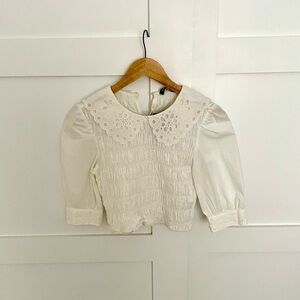 Zara Cream Eyelet Detail Top